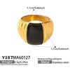 Wholesale Women's Light Luxury Geometric Stainless Steel Electroplated 18K Gold Plated Enamel Striped Ring
