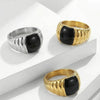 Wholesale Women's Light Luxury Geometric Stainless Steel Electroplated 18K Gold Plated Enamel Striped Ring