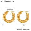 Wholesale Women's Light Luxury Geometric Stainless Steel Electroplated 18K Gold Plated Scale Earrings And Card Ring