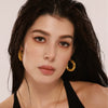 Wholesale Women's Light Luxury Geometric Stainless Steel Electroplated 18K Gold Plated Scale Earrings And Card Ring