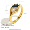 Wholesale Women's Light Luxury Geometric Stainless Steel Electroplated 18K Gold Water Drop Zircon Tai Chi Ring Hand Jewelry