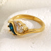 Wholesale Women's Light Luxury Geometric Stainless Steel Electroplated 18K Gold Water Drop Zircon Tai Chi Ring Hand Jewelry