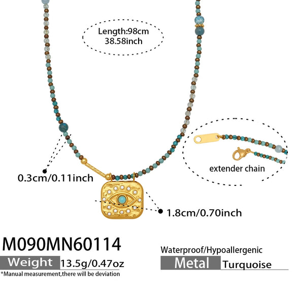 Wholesale Women's Light Luxury Geometric Stainless Steel Electroplated Layered Necklaces With Evil Eye Pendants