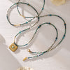 Wholesale Women's Light Luxury Geometric Stainless Steel Electroplated Layered Necklaces With Evil Eye Pendants