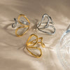 Wholesale Women's Light Luxury Geometric Stainless Steel Electroplated Lines Adjustable Open Ring Accessories