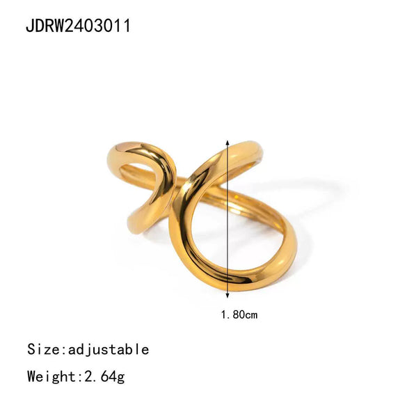 Wholesale Women's Light Luxury Geometric Stainless Steel Electroplated Lines Adjustable Open Ring Accessories