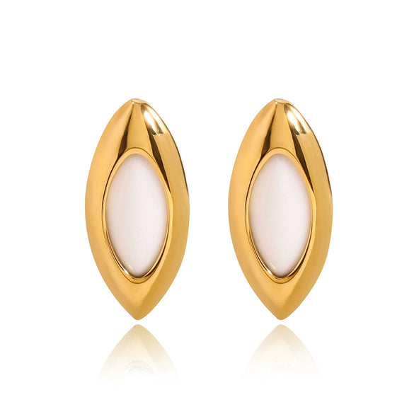 Wholesale Women's Light Luxury Geometric Stainless Steel Electroplated Marquise Earrings