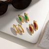 Wholesale Women's Light Luxury Geometric Stainless Steel Electroplated Marquise Earrings