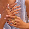 Wholesale Women's Light Luxury Geometric Stainless Steel Electroplated Multilayer Open Ring