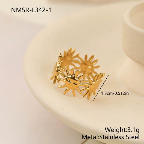 Wholesale Women's Light Luxury Geometric Stainless Steel Electroplated Multilayer Open Ring
