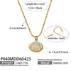 Wholesale Women's Light Luxury Geometric Stainless Steel Electroplated Oildrip Shell Pendant Necklace With Resin Beads And Tassels Layered Clavicle Chain Set