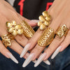 Wholesale Women's Light Luxury Geometric Stainless Steel Electroplated Open Index Finger Ring Set