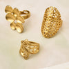Wholesale Women's Light Luxury Geometric Stainless Steel Electroplated Open Index Finger Ring Set
