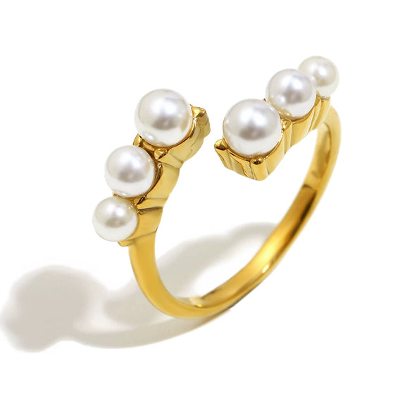 Wholesale Women's Light Luxury Geometric Stainless Steel Electroplated Open Ring Hand Jewelry