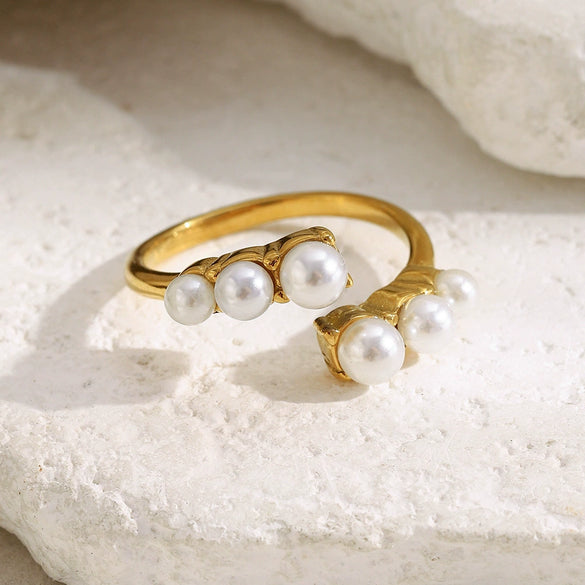 Wholesale Women's Light Luxury Geometric Stainless Steel Electroplated Open Ring Hand Jewelry