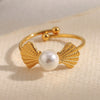 Wholesale Women's Light Luxury Geometric Stainless Steel Electroplated Open Ring Jewelry