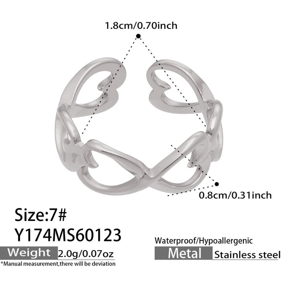 Wholesale Women's Light Luxury Geometric Stainless Steel Electroplated Open Rings Set Accessories
