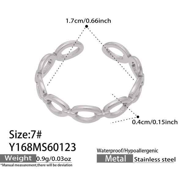 Wholesale Women's Light Luxury Geometric Stainless Steel Electroplated Open Rings Set Accessories