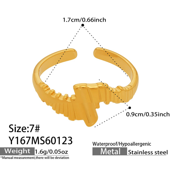 Wholesale Women's Light Luxury Geometric Stainless Steel Electroplated Open Rings Set Accessories