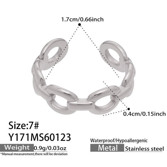 Wholesale Women's Light Luxury Geometric Stainless Steel Electroplated Open Rings Set Accessories