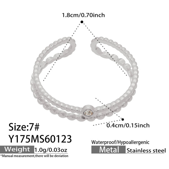 Wholesale Women's Light Luxury Geometric Stainless Steel Electroplated Open Rings Set Accessories