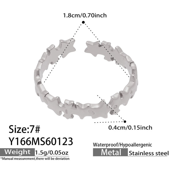 Wholesale Women's Light Luxury Geometric Stainless Steel Electroplated Open Rings Set Accessories