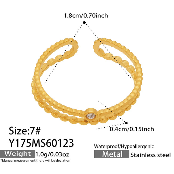 Wholesale Women's Light Luxury Geometric Stainless Steel Electroplated Open Rings Set Accessories