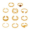 Wholesale Women's Light Luxury Geometric Stainless Steel Electroplated Open Rings Set Accessories