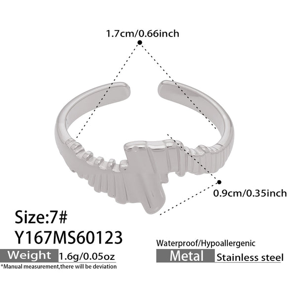 Wholesale Women's Light Luxury Geometric Stainless Steel Electroplated Open Rings Set Accessories