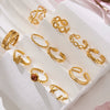 Wholesale Women's Light Luxury Geometric Stainless Steel Electroplated Open Rings Set Accessories