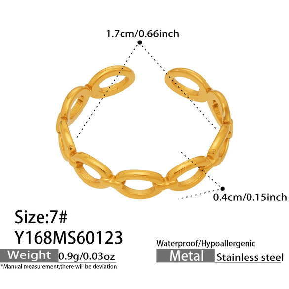 Wholesale Women's Light Luxury Geometric Stainless Steel Electroplated Open Rings Set Accessories