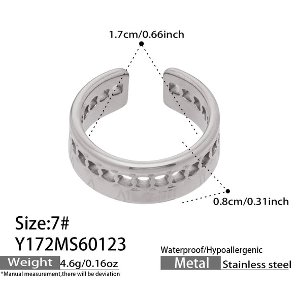 Wholesale Women's Light Luxury Geometric Stainless Steel Electroplated Open Rings Set Accessories