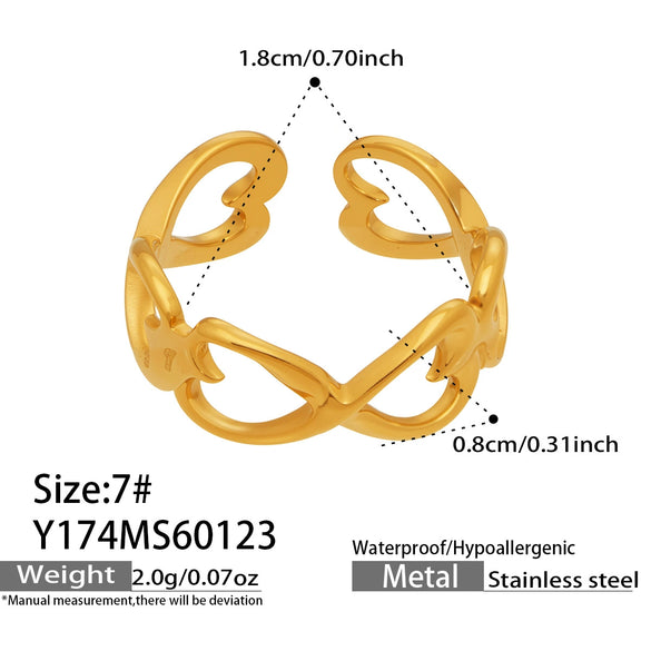 Wholesale Women's Light Luxury Geometric Stainless Steel Electroplated Open Rings Set Accessories