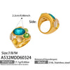 Wholesale Women's Light Luxury Geometric Stainless Steel Electroplated Ring Set With Natural Cat's Eye Stone