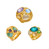Wholesale Women's Light Luxury Geometric Stainless Steel Electroplated Ring Set With Natural Cat's Eye Stone