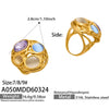 Wholesale Women's Light Luxury Geometric Stainless Steel Electroplated Ring Set With Natural Cat's Eye Stone