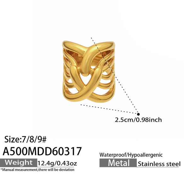 Wholesale Women's Light Luxury Geometric Stainless Steel Electroplated Ring Set