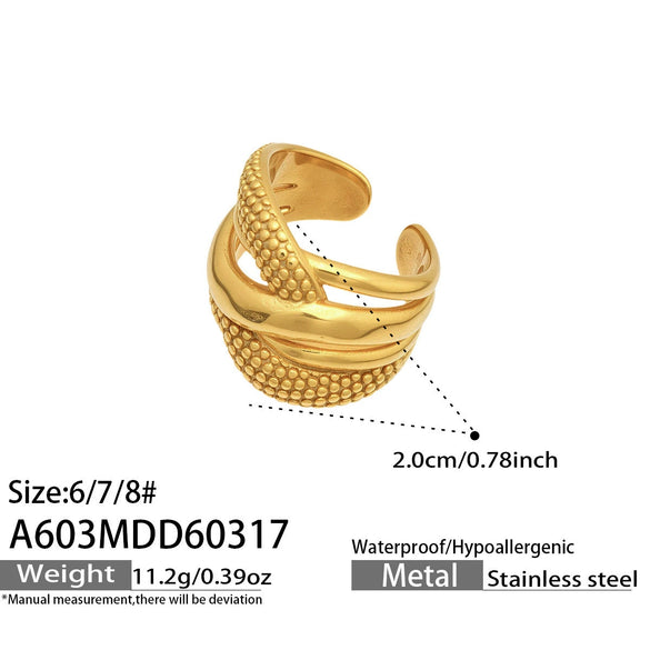 Wholesale Women's Light Luxury Geometric Stainless Steel Electroplated Ring Set