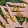 Wholesale Women's Light Luxury Geometric Stainless Steel Electroplated Ring Set