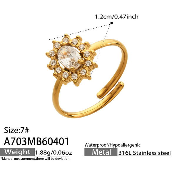 Wholesale Women's Light Luxury Geometric Stainless Steel Electroplated Ring Set