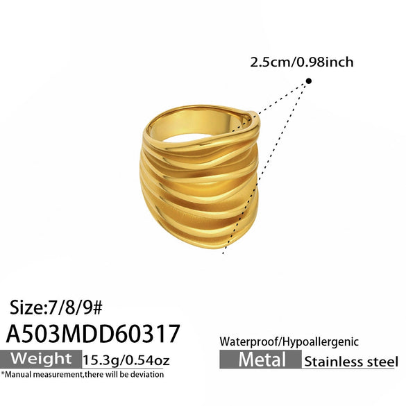 Wholesale Women's Light Luxury Geometric Stainless Steel Electroplated Ring Set