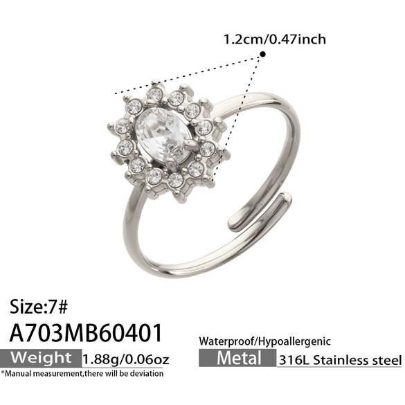 Wholesale Women's Light Luxury Geometric Stainless Steel Electroplated Ring Set
