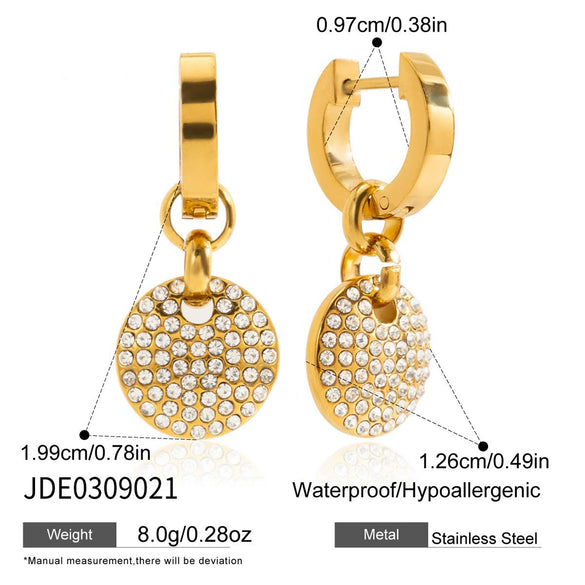 Wholesale Women's Light Luxury Geometric Stainless Steel Electroplated Round Pendant Earrings
