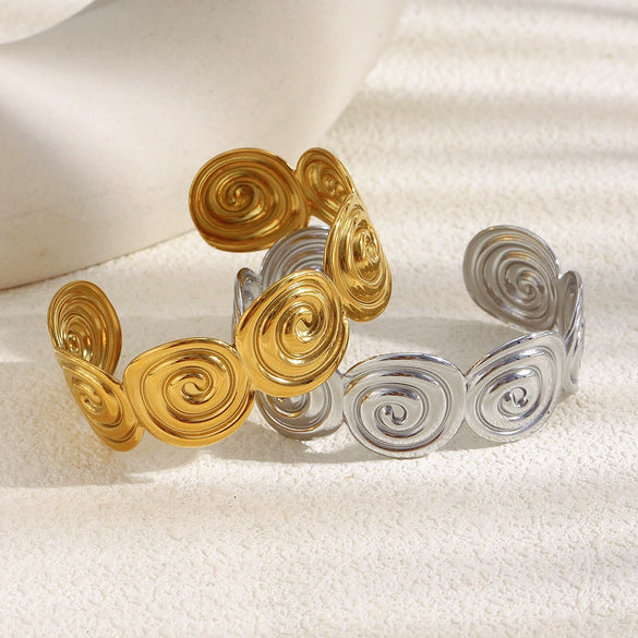 Wholesale Women's Light Luxury Geometric Stainless Steel Electroplated Spiral Bracelet