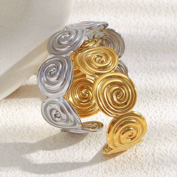 Wholesale Women's Light Luxury Geometric Stainless Steel Electroplated Spiral Bracelet