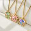 Wholesale Women's Light Luxury Geometric Stainless Steel Electroplated Square Pendant Necklace