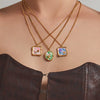 Wholesale Women's Light Luxury Geometric Stainless Steel Electroplated Square Pendant Necklace