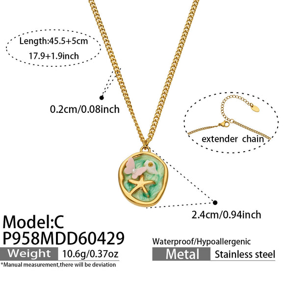Wholesale Women's Light Luxury Geometric Stainless Steel Electroplated Square Pendant Necklace