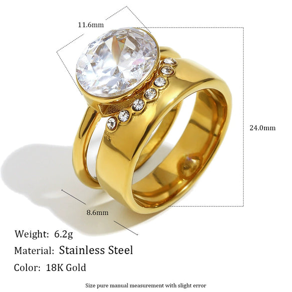 Wholesale Women's Light Luxury Geometric Stainless Steel Electroplated Stacked Rings Hand Jewelry