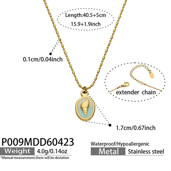 Wholesale Women's Light Luxury Geometric Stainless Steel Electroplated Star Conch Necklace Set